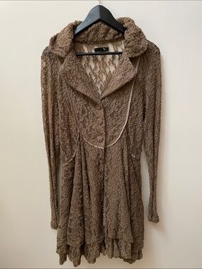 Ryu Brown Lace Overlay Jacket